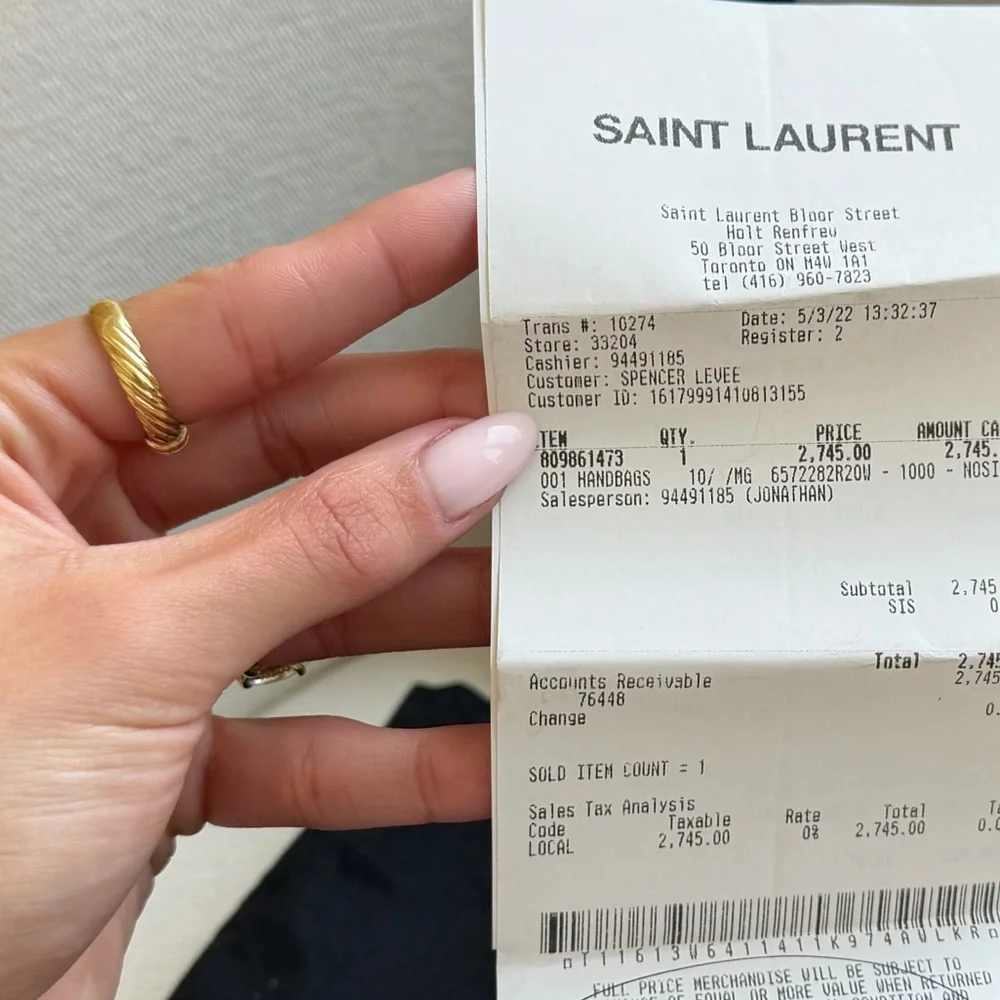 Saint Laurent Le 5 à 7 Hobo Bag Black Smooth Leather Gold Hardware YSL Authentic - Picture 8 of 8